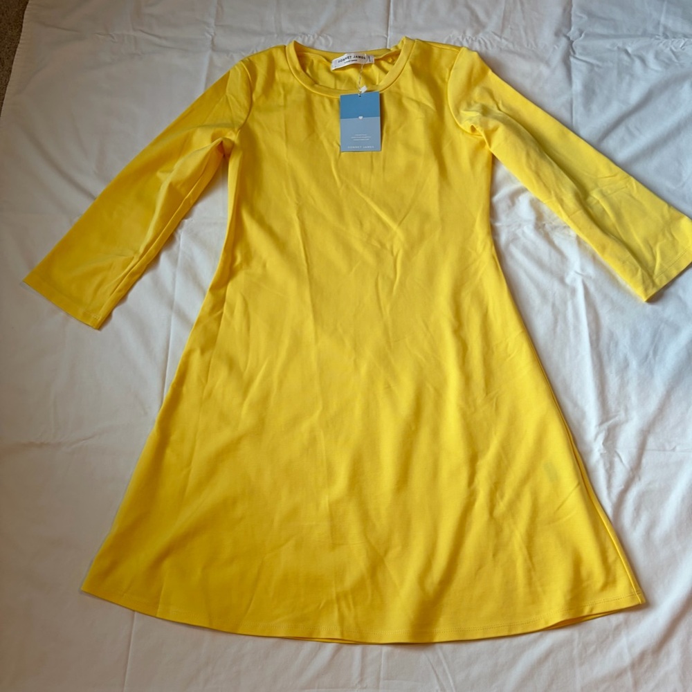Sonnet James Yellow Play Dress Size Small NWT Knee Length Ballet Sleeve